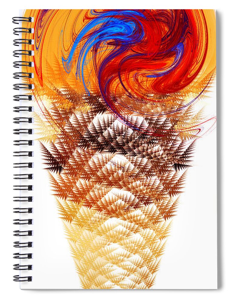 Food Spiral Notebook featuring the digital art Orange Swirl Ice Cream Cone by Andee Design