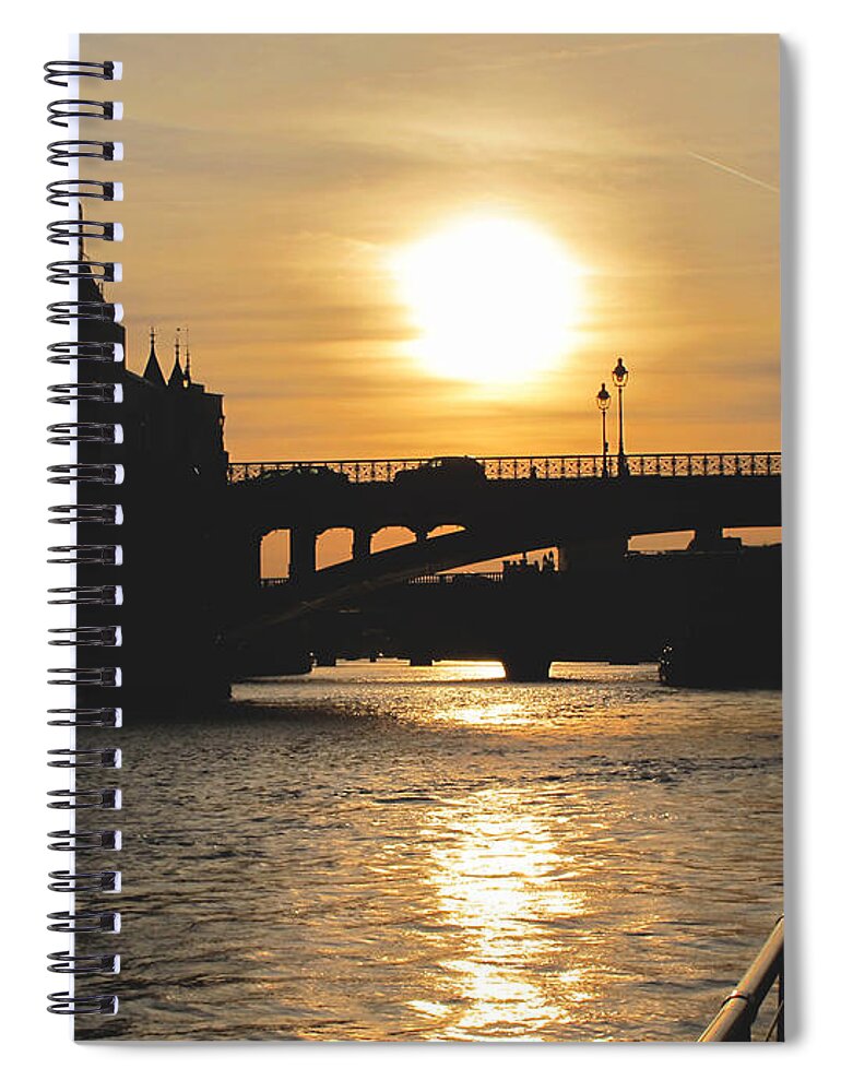 Paris Spiral Notebook featuring the photograph Parisian Sunset by Kathy Corday