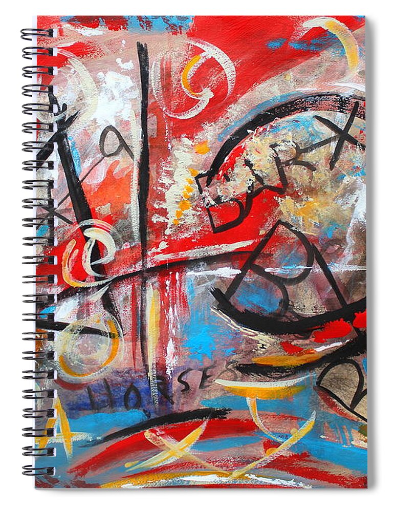 Western Spiral Notebook featuring the painting Party At The Ranch by M Diane Bonaparte