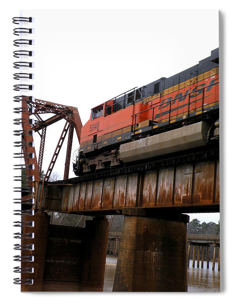 Railroad Trestle Spiral Notebook featuring the photograph Passing Through The Trestle by Kathy White