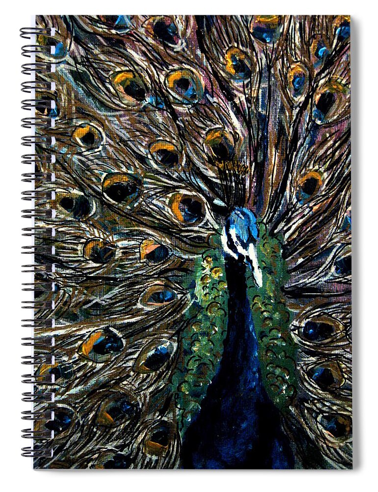 Peacock Spiral Notebook featuring the painting Peacock 2 by Amanda Dinan