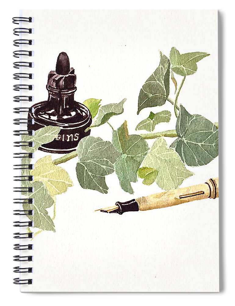 Ink Spiral Notebook featuring the painting Pen Ink and Ivy by Frank SantAgata