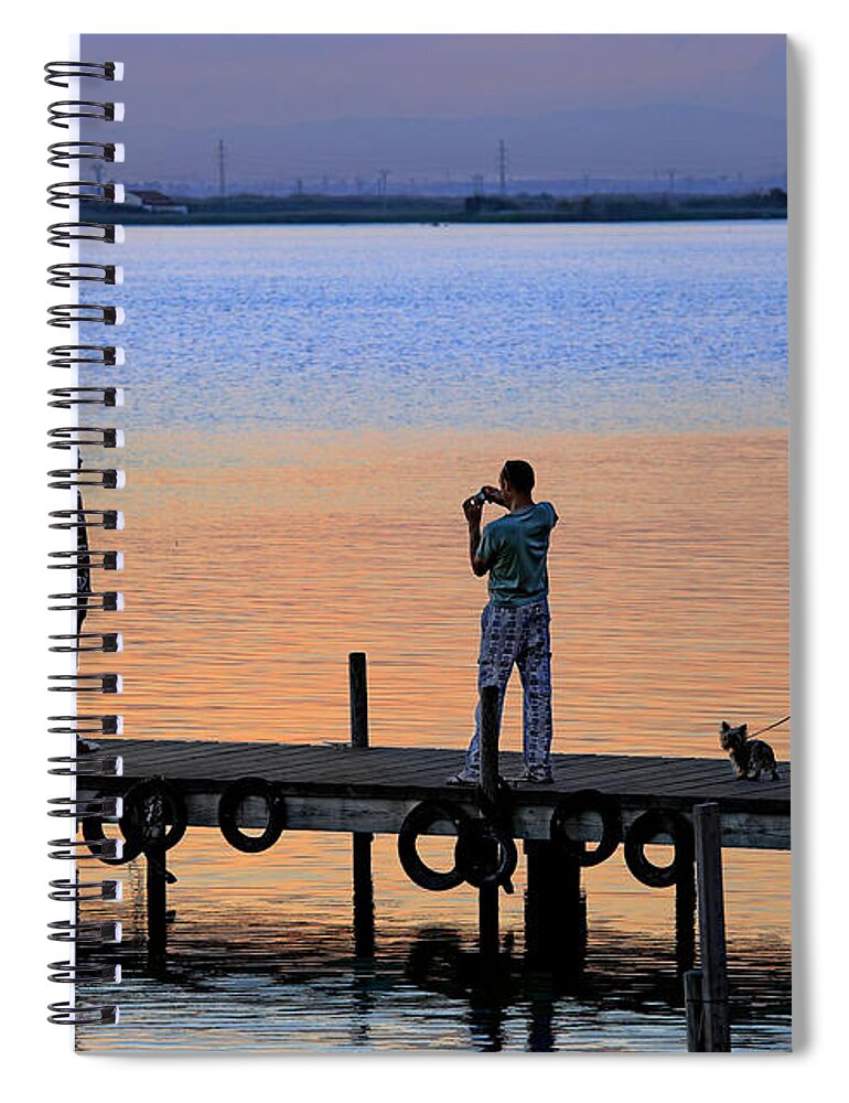 La Albufera Lagoon Spiral Notebook featuring the photograph Photographing the sunset by Juan Carlos Ferro Duque