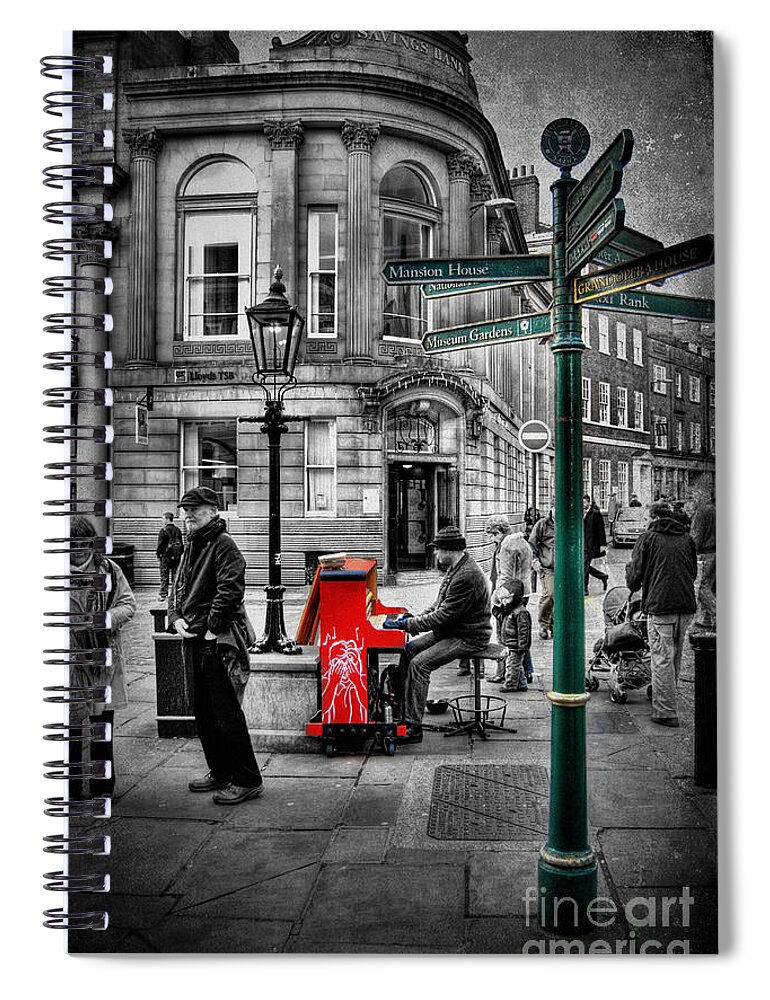 Yhun Suarez Spiral Notebook featuring the photograph Piano Man by Yhun Suarez