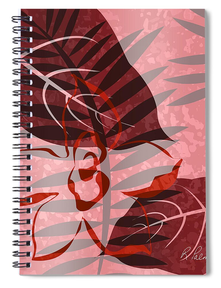 Abstract Botanical Spiral Notebook featuring the digital art Pink Poster Floral II by Ruth Palmer