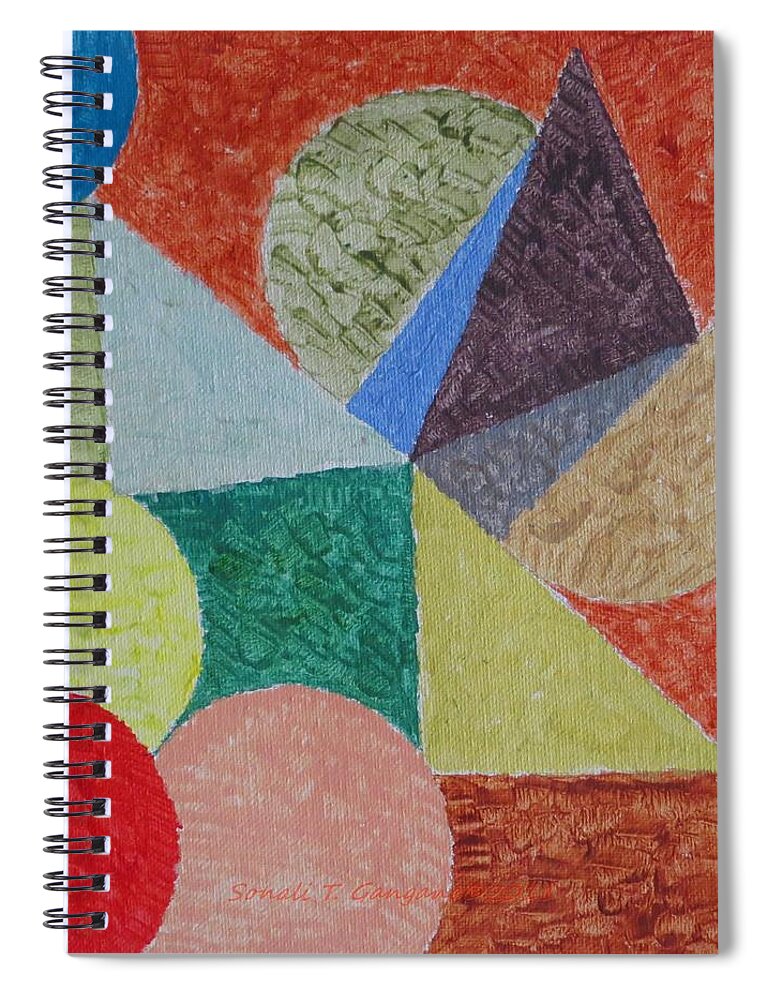 Fusion Of Colours In Shapes Spiral Notebook featuring the painting Polychrome by Sonali Gangane