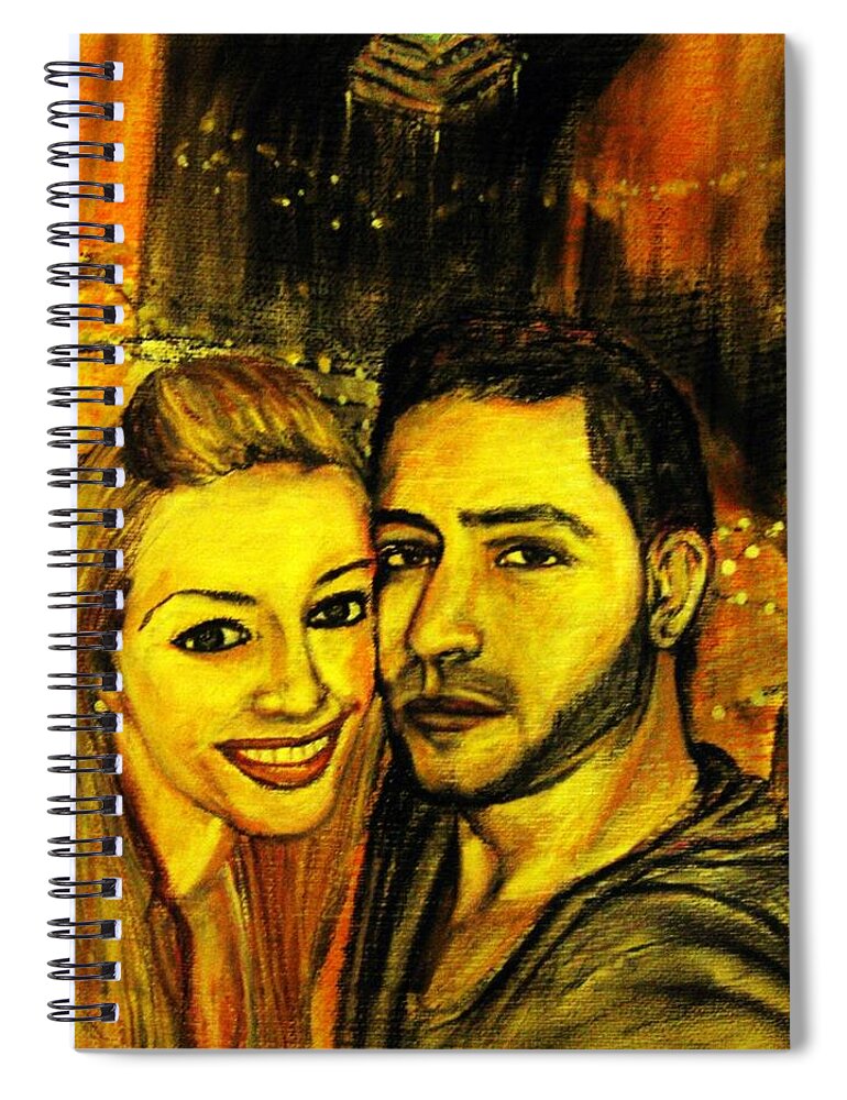 Portrait Of A Young Couple Spiral Notebook featuring the pastel Portrait of a young couple by Amanda Dinan