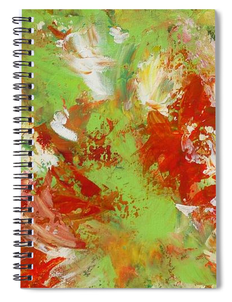 Abstract Spiral Notebook featuring the painting Potted Flowers by Claire Gagnon