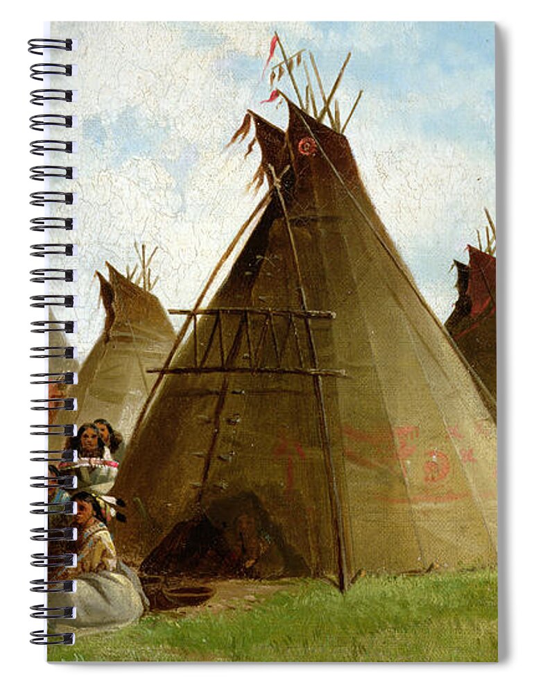 Prairie Spiral Notebook featuring the painting Prairie Indian Encampment by John Mix Stanley
