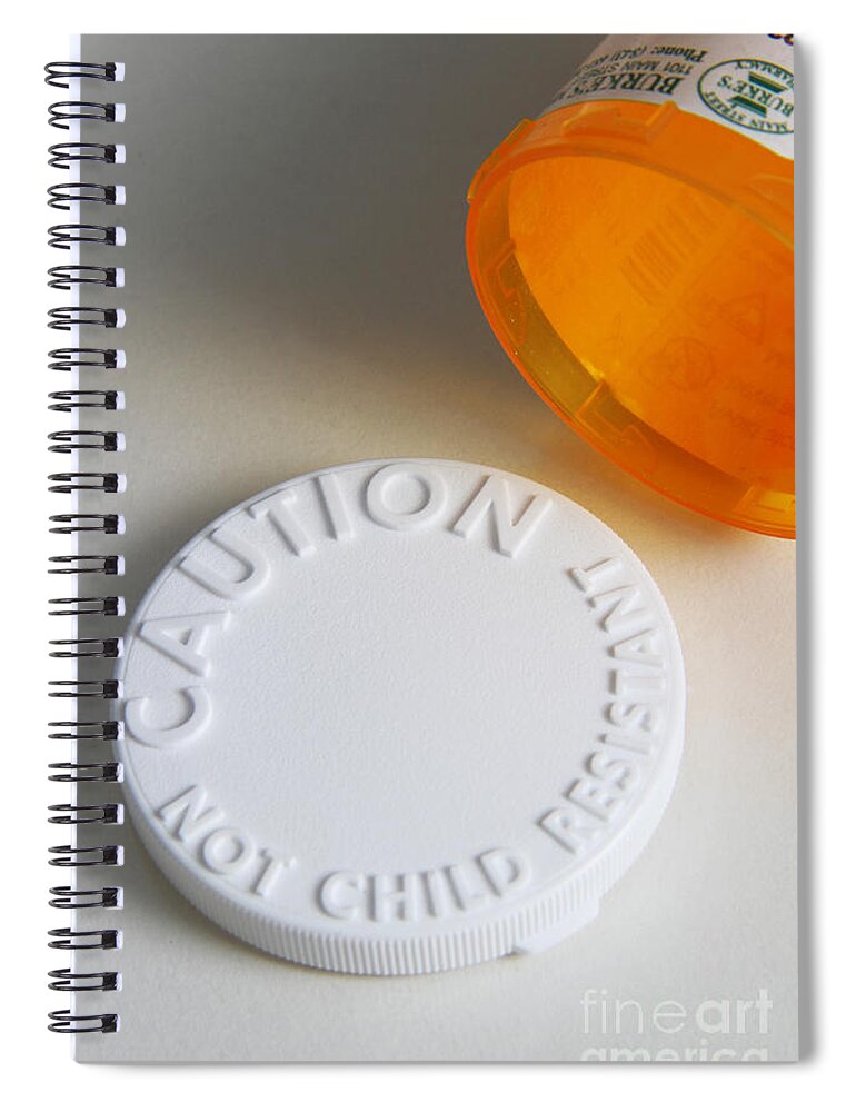 Medical Spiral Notebook featuring the photograph Prescription Pill Bottle With Child by Photo Researchers, Inc.