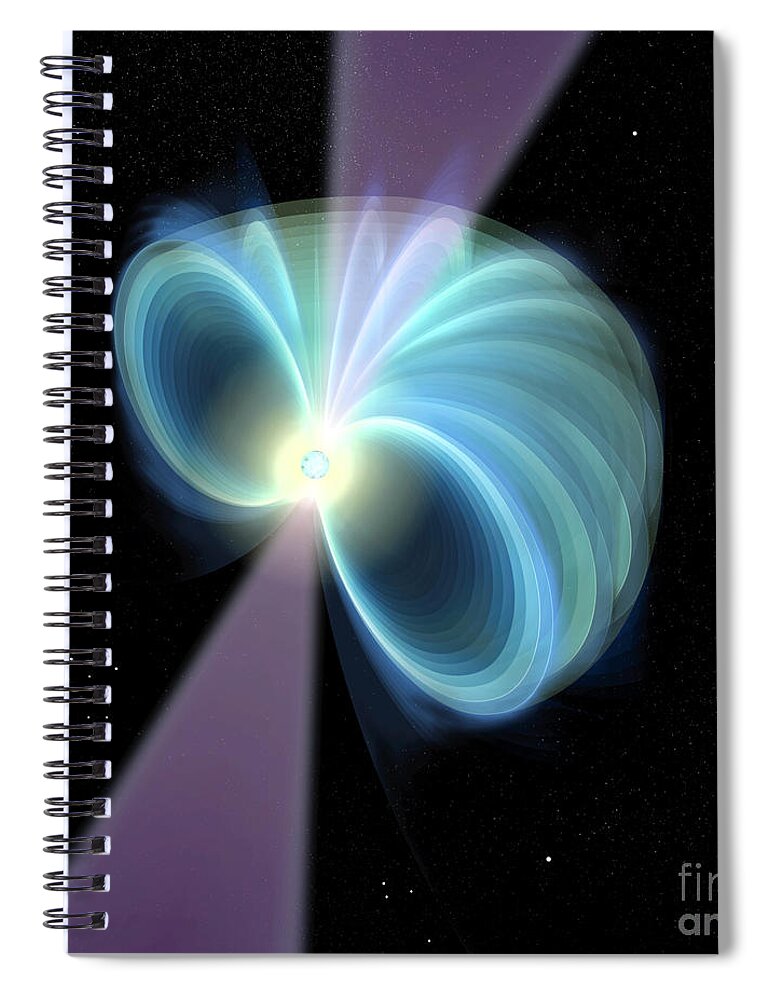 Astronomy Spiral Notebook featuring the digital art Pulsar by Russell Kightley