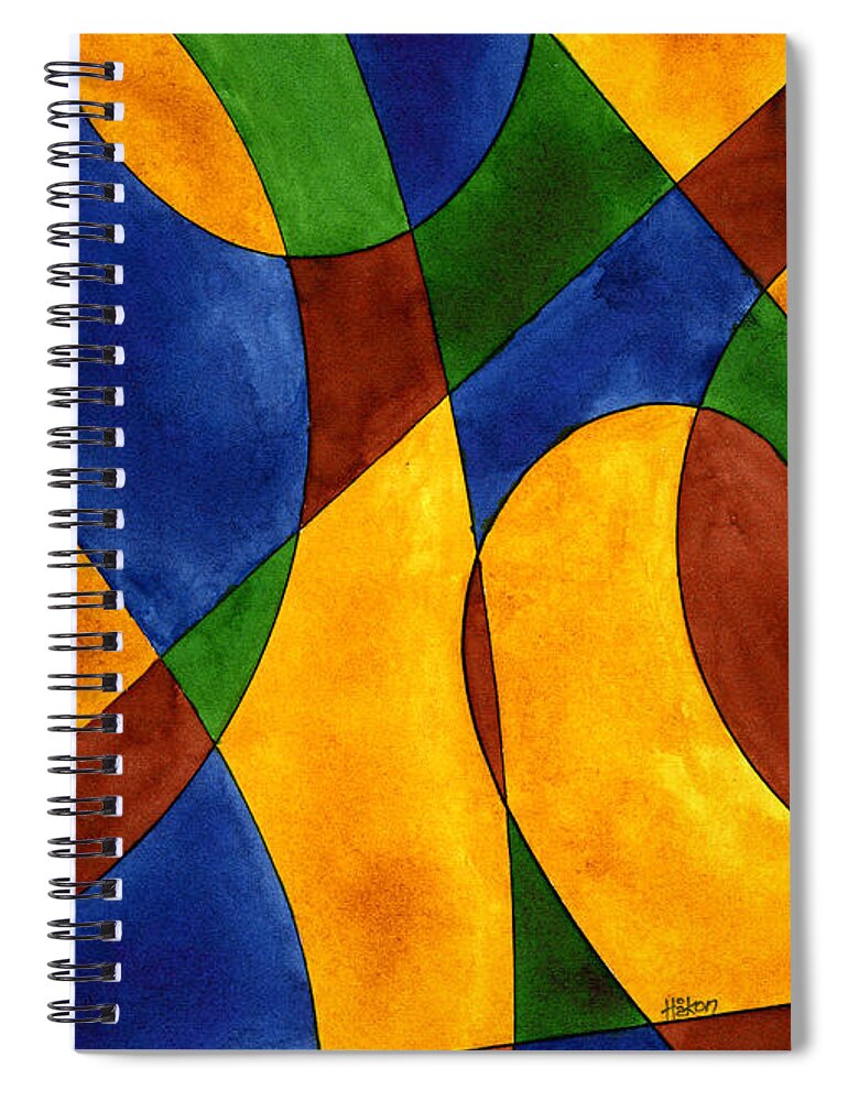 Paper Spiral Notebook featuring the painting Quadrichrome 13 by Hakon Soreide