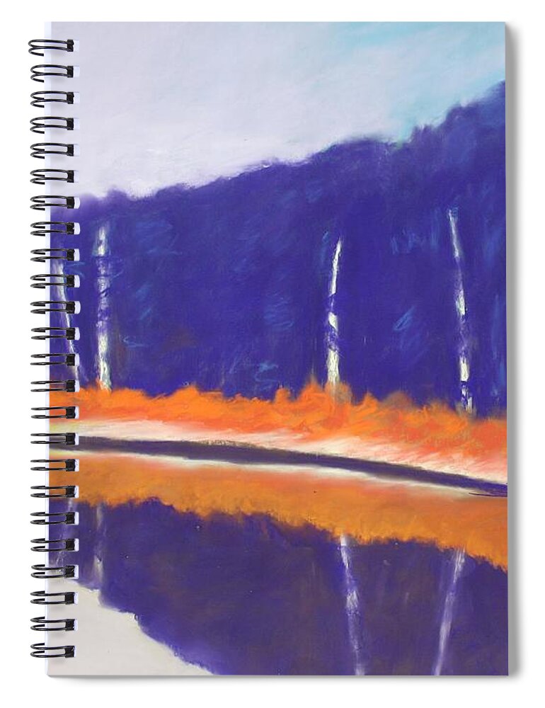 Landscape Spiral Notebook featuring the painting Quiet Pond by Karin Eisermann