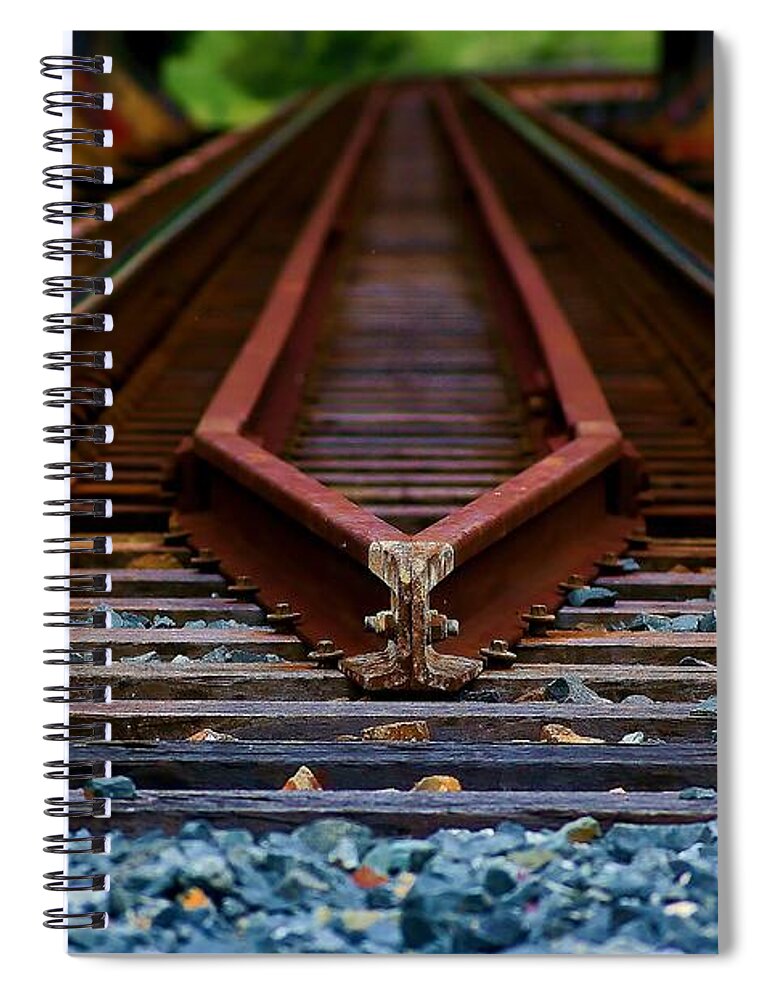 Railway Spiral Notebook featuring the pyrography Railway track leading to where by Blair Stuart