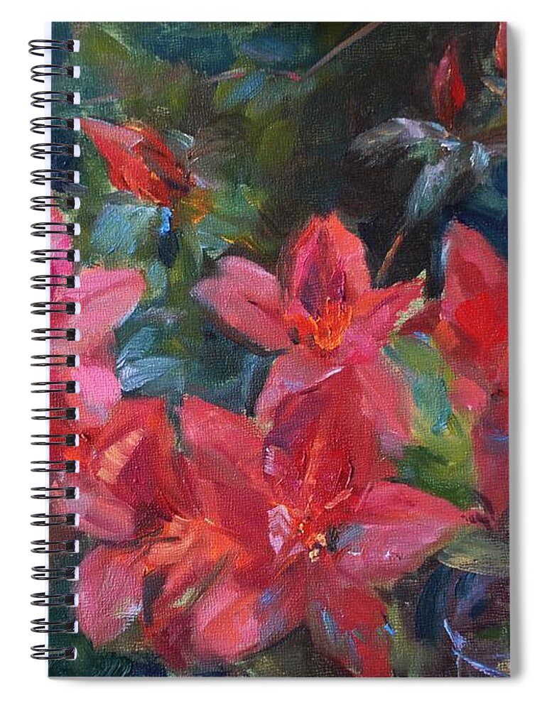 Landscape Spiral Notebook featuring the painting Red Azaleas by Ann Bailey