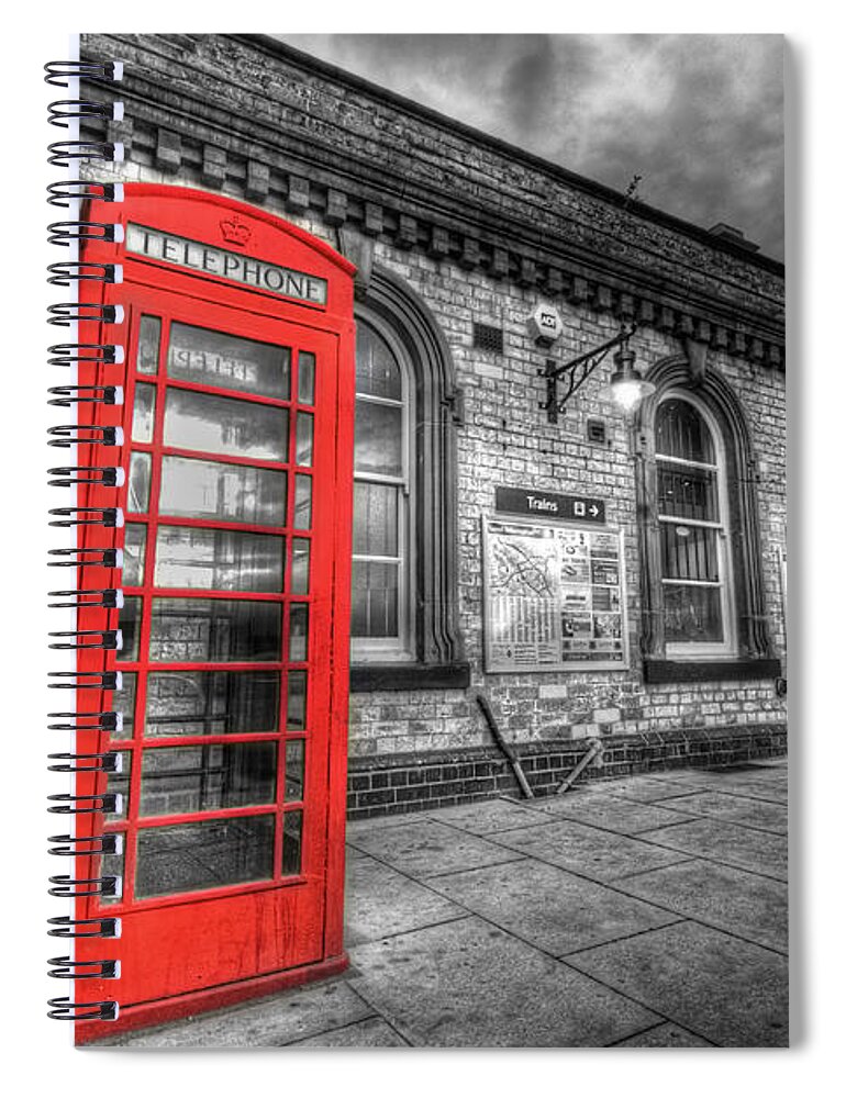 Yhun Suarez Spiral Notebook featuring the photograph Red Phone Box by Yhun Suarez