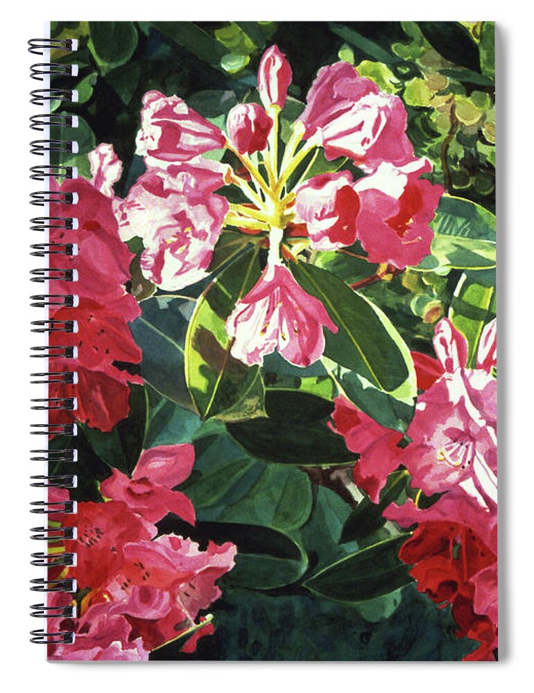 Flower Spiral Notebook featuring the painting Red Rhodos by David Lloyd Glover