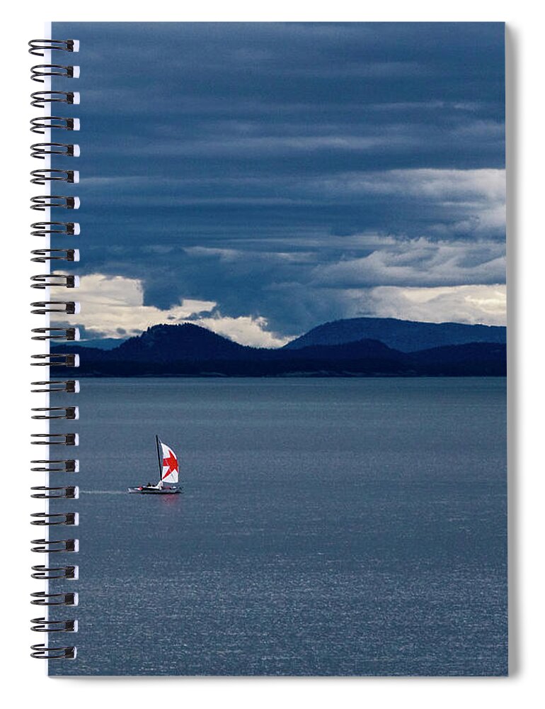 Sailboat Spiral Notebook featuring the photograph Red Star Sail by Lorraine Devon Wilke