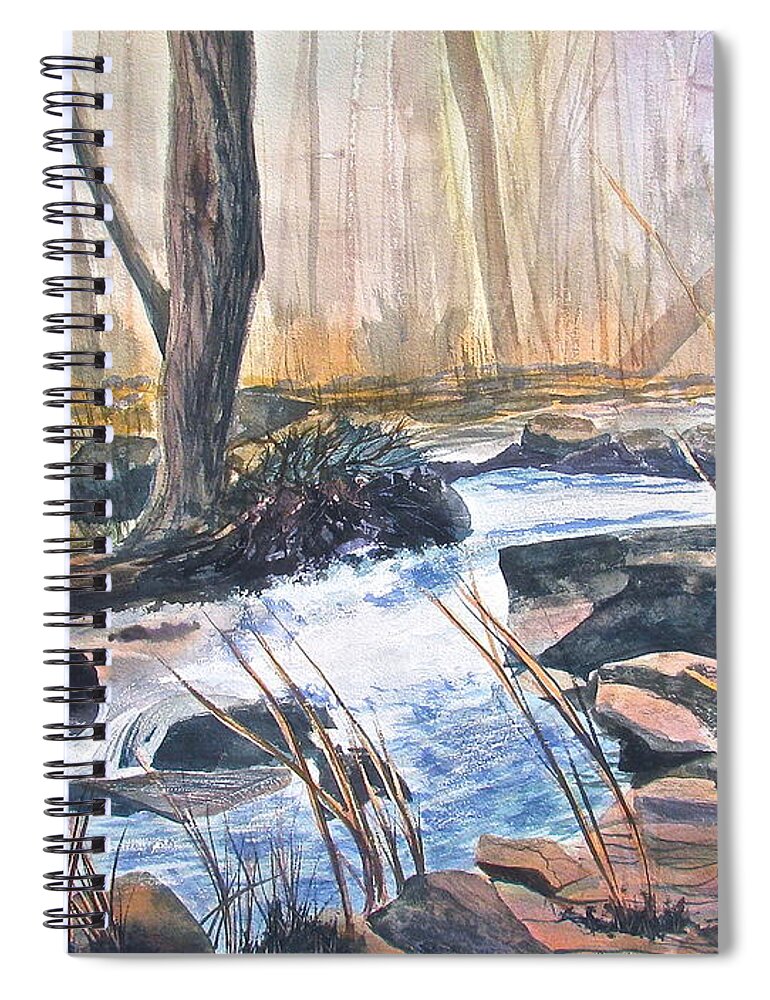 Colorado Spiral Notebook featuring the painting River Rush by Frank SantAgata