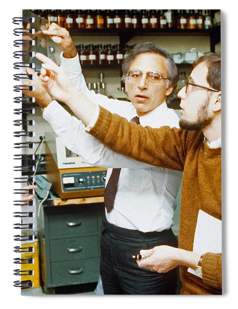 History Spiral Notebook featuring the photograph Robert Gallo And Colleagues by Science Source