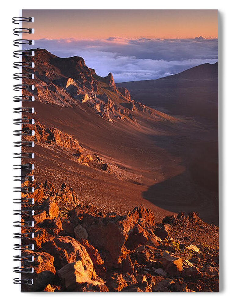 00173939 Spiral Notebook featuring the photograph Rock Of Haleakala Crater Haleakala by Tim Fitzharris