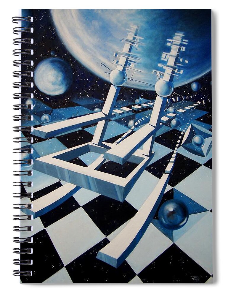 Rocking Chair Spiral Notebook featuring the painting Rocking into Space by Roger Calle