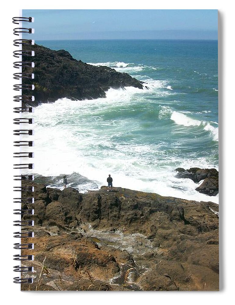 Seascape Spiral Notebook featuring the photograph Rocky Ocean Coast by Quin Sweetman