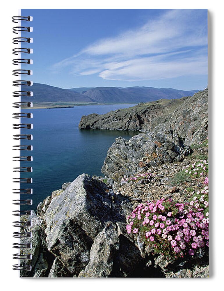 Mp Spiral Notebook featuring the photograph Rocky Shoreline, Barakchin Island, Lake by Konrad Wothe
