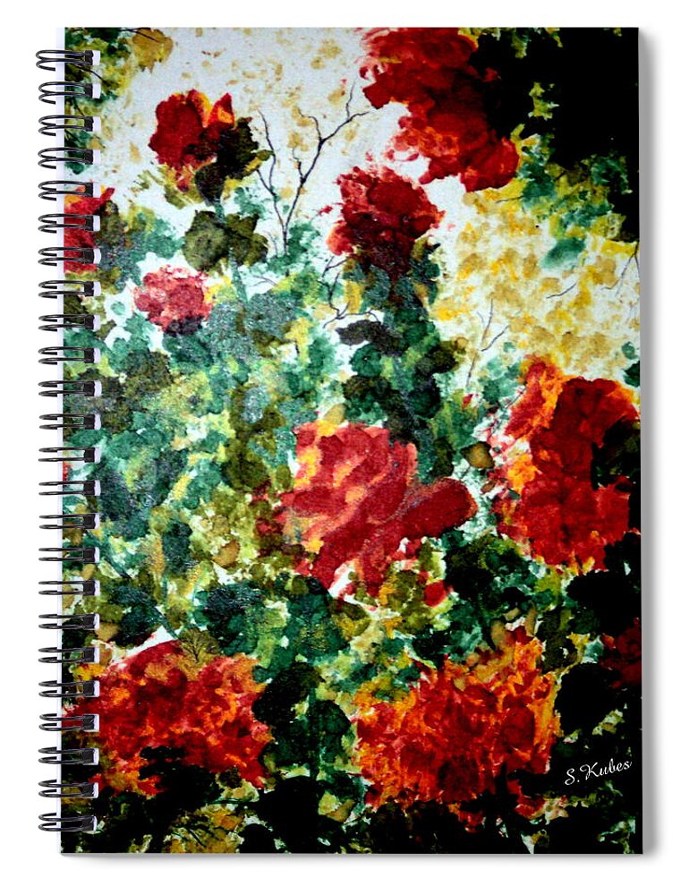 Roses Spiral Notebook featuring the painting Rose Garden by Susan Kubes