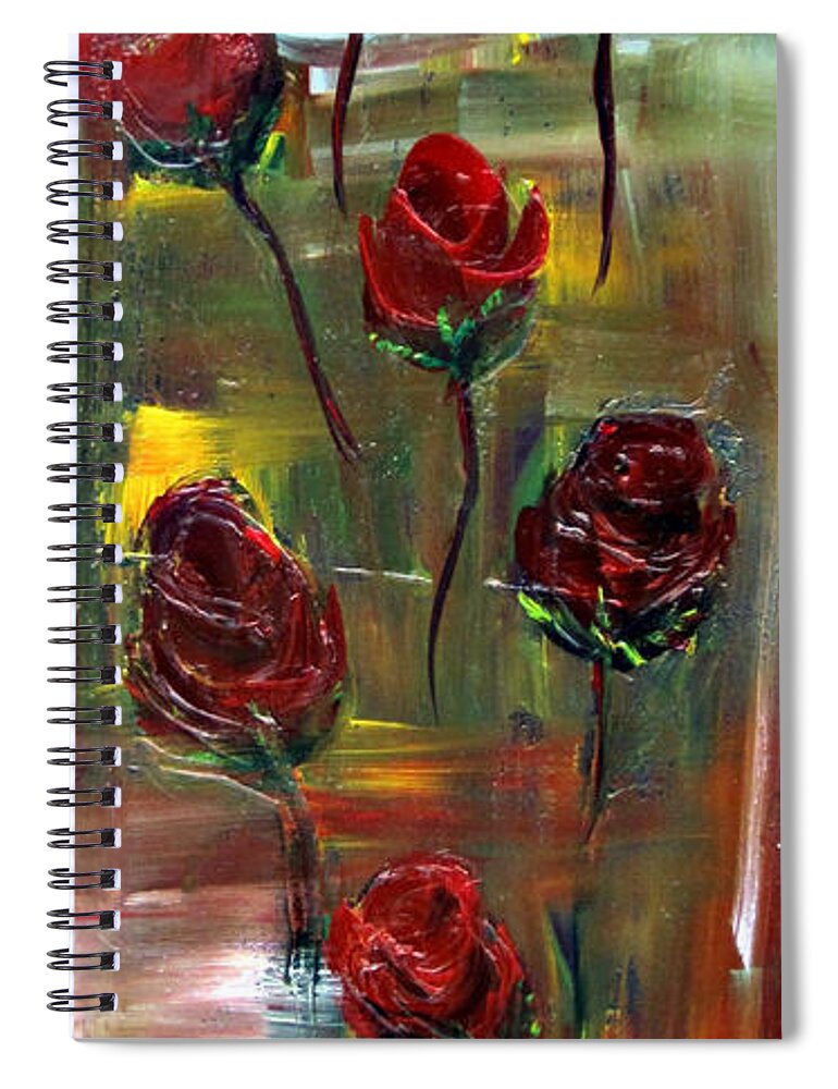 Petal Spiral Notebook featuring the painting Roses Free by Kathy Sheeran