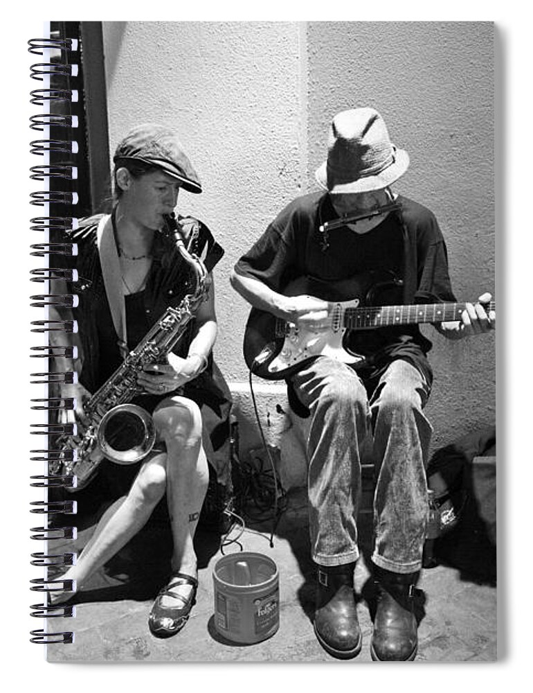 New Orleans Spiral Notebook featuring the photograph Royal Street Music by Leslie Leda