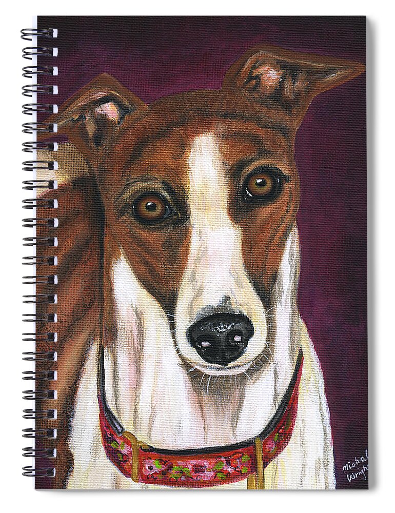 Greyhound Spiral Notebook featuring the painting Royalty - Greyhound Painting by Michelle Wrighton