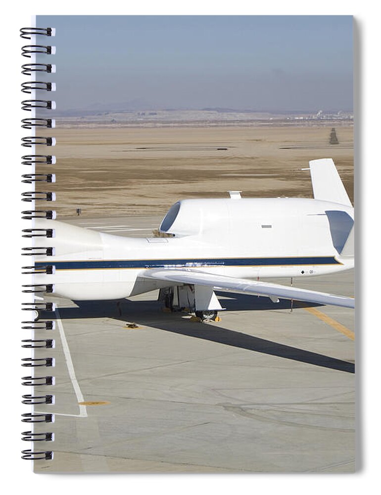 Edwards Air Force Base Spiral Notebook featuring the photograph Rq-4 Global Hawk Aircraft by Photo Researchers