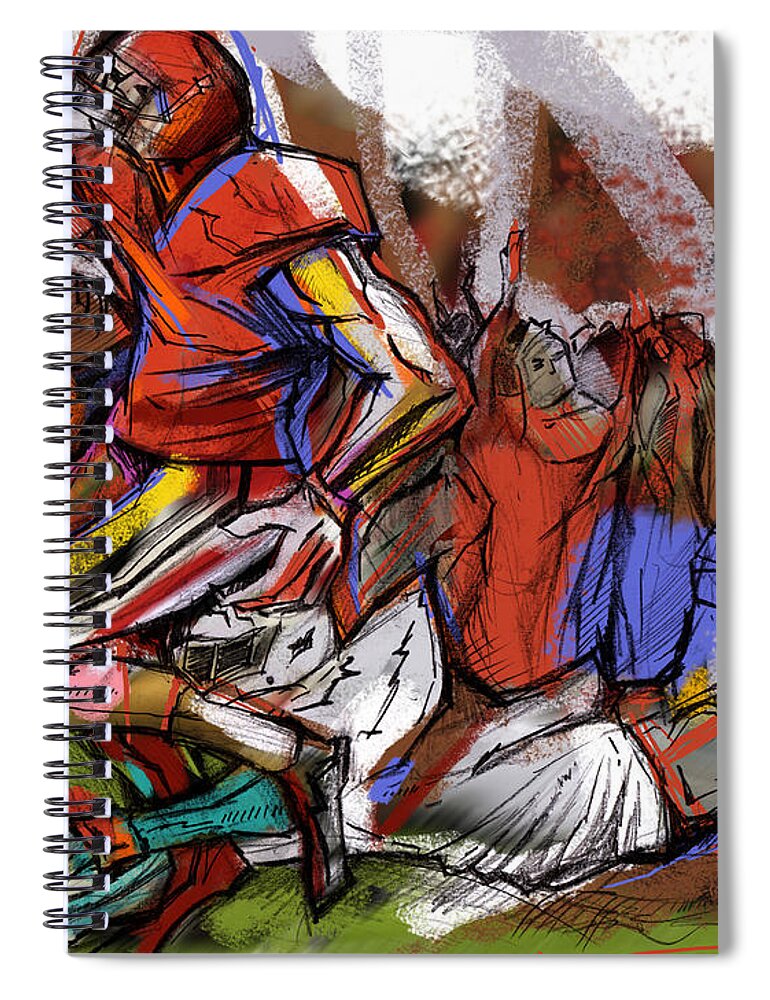 Football Spiral Notebook featuring the painting Run The Football by John Gholson