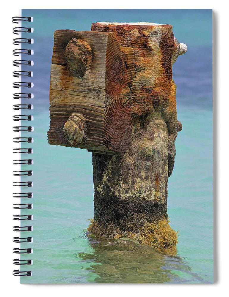 Aruba Spiral Notebook featuring the photograph Rusted Dock Pier of the Caribbean IV by David Letts