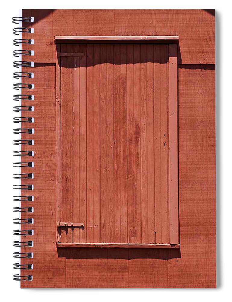 Americana Spiral Notebook featuring the photograph Rustic Red Barn Door with Two White Wood Windows by David Letts