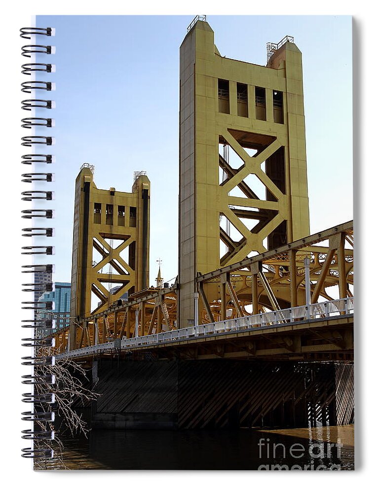 Landscape Spiral Notebook featuring the photograph Sacramento California Tower Bridge Crossing The Sacramento Delta River . 7D11444 by Wingsdomain Art and Photography