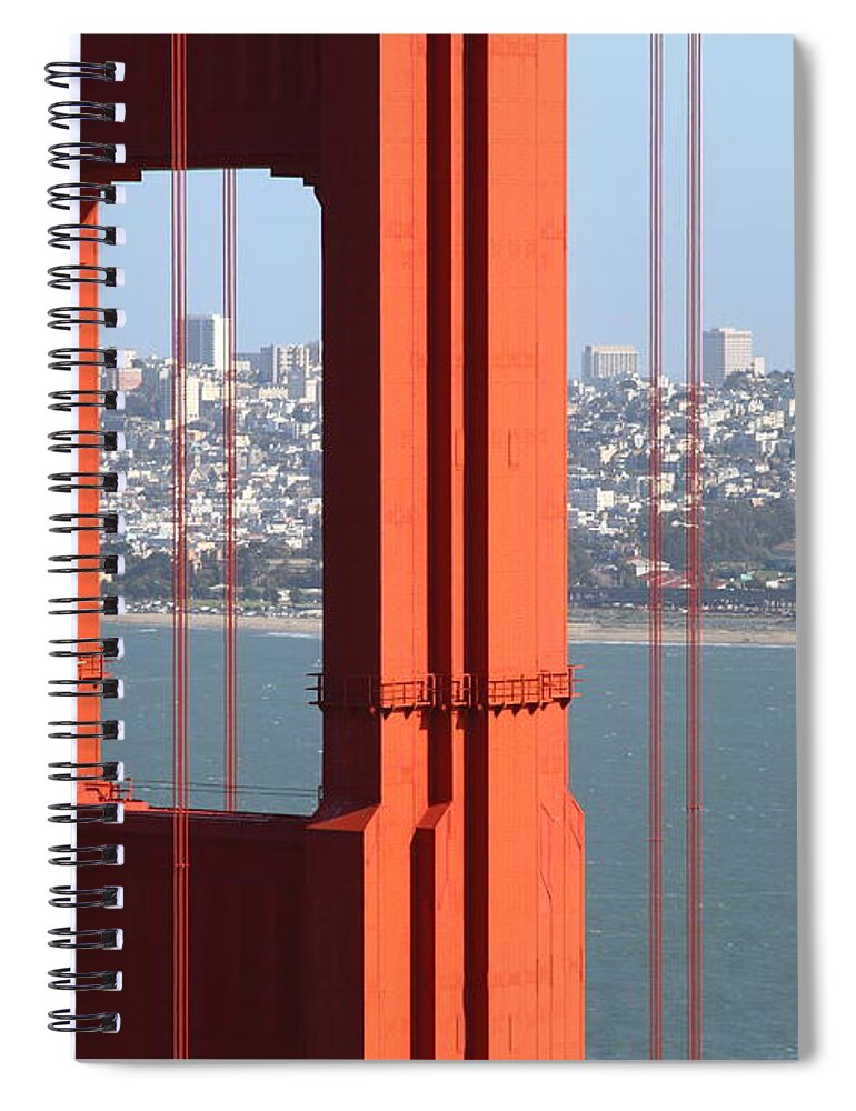 San Francisco Spiral Notebook featuring the photograph San Francisco in The Distance Through The Golden Gate Bridge . 7D14527 by Wingsdomain Art and Photography