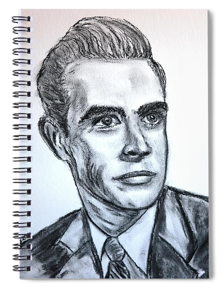 Sean Spiral Notebook featuring the drawing Sean Connery by Valerie Ornstein