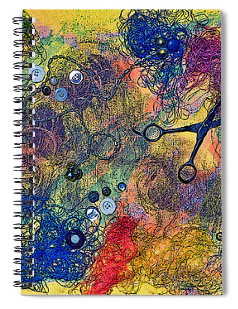 Sew Spiral Notebook featuring the mixed media Sewing with Mom by Gwyn Newcombe