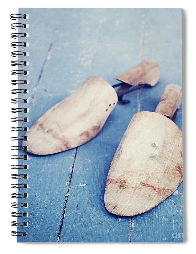 Blue Spiral Notebook featuring the photograph shoe trees II by Priska Wettstein