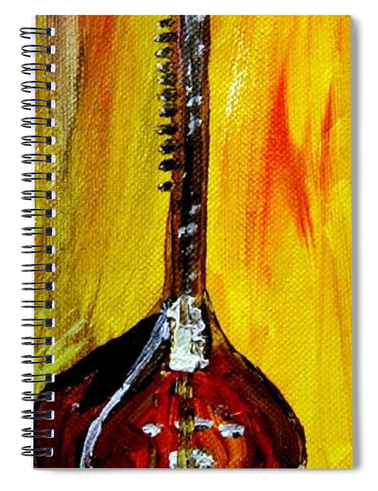 Sitar 1 Spiral Notebook featuring the painting Sitar 1 by Amanda Dinan