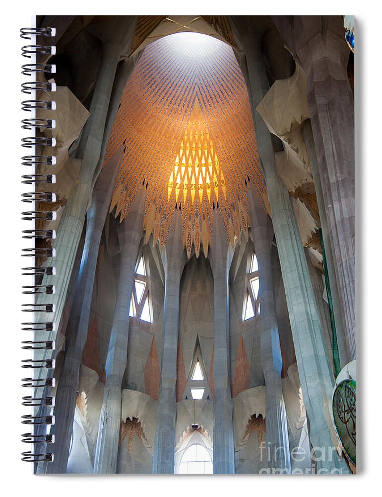 Architecture Spiral Notebook featuring the photograph Skylight at Gaudi Cathedral by Thomas Marchessault