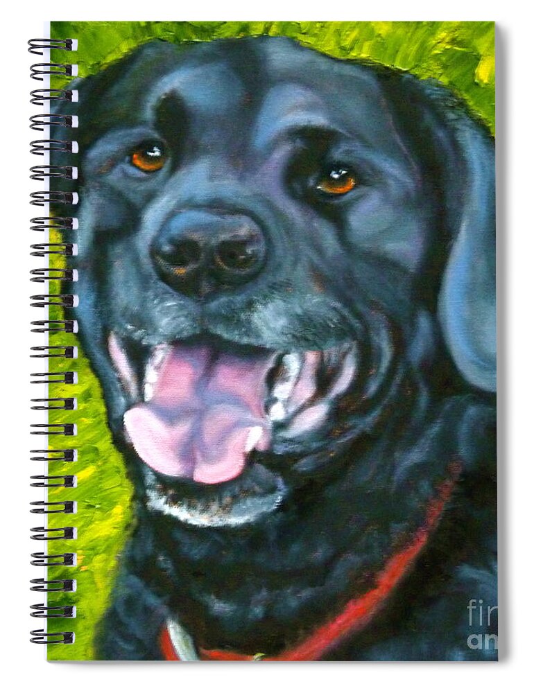 Dog Spiral Notebook featuring the painting Smiling Lab by Susan A Becker