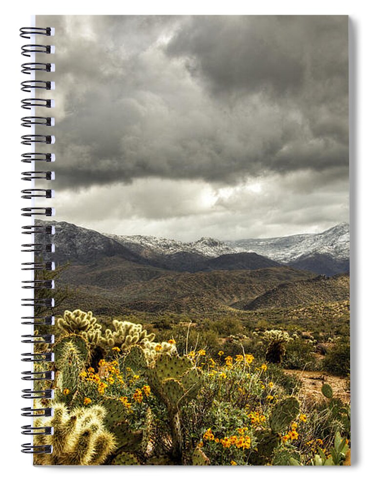 Arizona Spiral Notebook featuring the photograph Snow in the High Desert by Saija Lehtonen