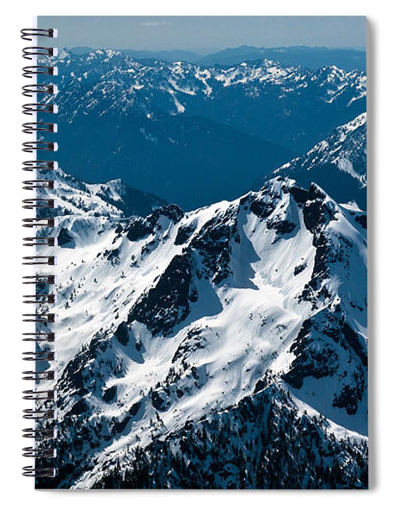 Olympic Mountains Spiral Notebook featuring the photograph Soaring Over the Olympics by Mike Reid