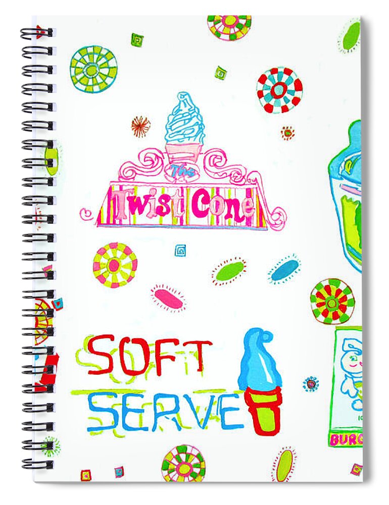 Gouache Spiral Notebook featuring the painting Soft Serve by Beth Saffer