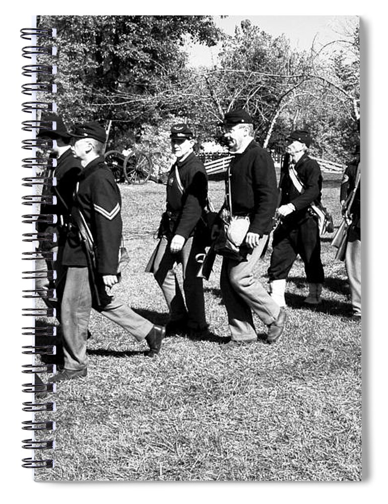 Usa Spiral Notebook featuring the photograph Soldiers March by LeeAnn McLaneGoetz McLaneGoetzStudioLLCcom