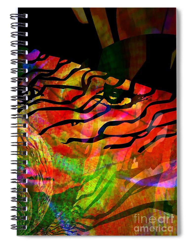 Fania Simon Spiral Notebook featuring the mixed media Someone in a Hat by Fania Simon