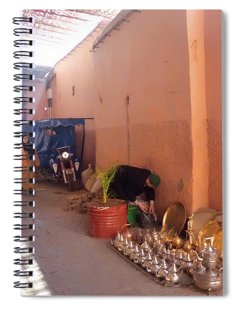 Travel Spiral Notebook featuring the photograph Souk in Marrakesh 04 by Miki De Goodaboom